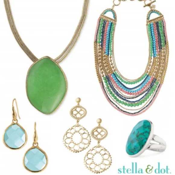 Stella DotLucky Jade Green+Gold Serenity Stone Necklace